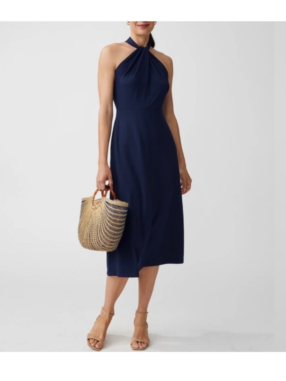 J. McLaughlin Navy Halter Midi Dress